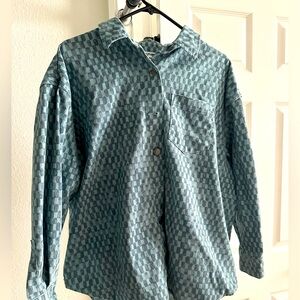 FUTURE COLLECTIVE Long Sleeve Checked Denim Skirt